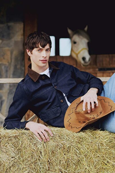 DeFacto 100% pamut Slim Fit karcsúsított szabású kontrasztos galléros szezonális tavaszi farmerdzseki E5490AX25SP