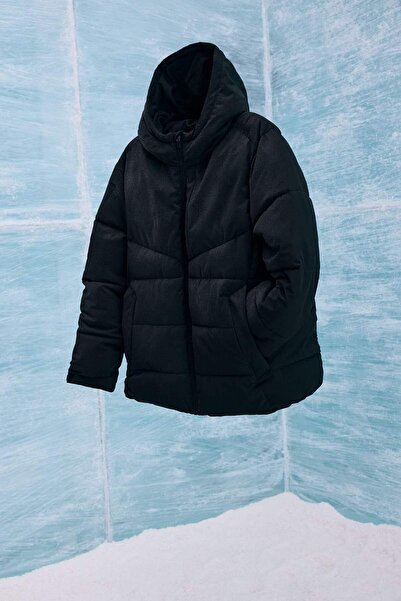 DeFacto Defactofit Αδιάβροχο Αντιανεμικό Παλτό Regular Fit K με κουκούλα Χειμερινό παλτό με τσέπες με φερμουάρ E9491AX25WN