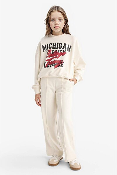 DeFacto 2-teiliges Set für Mädchen, bedrucktes Sweatshirt, Jogginghose, F2564A825AU