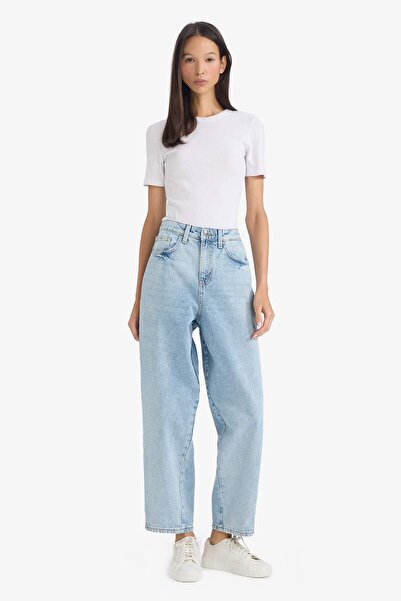 DeFacto Carrot Fit High Waist Ankle Length Jean Washed Pants C6389Ax24Au