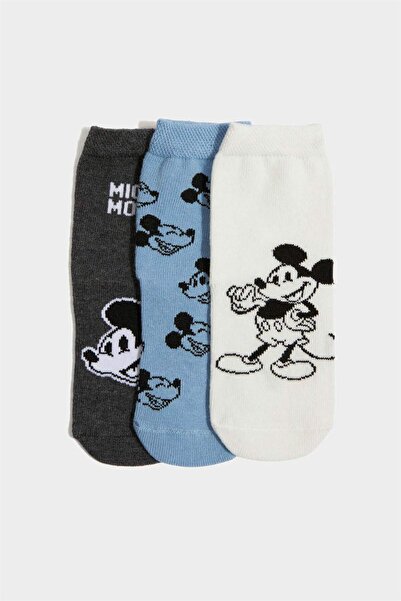 DeFacto Baby Boy Disney Mickey & Minnie Anti-Slip Sole 3-Piece Cotton Long Socks F6984A5Ns