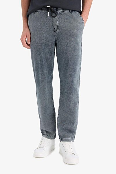 DeFacto Летни широки панталони с широка кройка, еластична талия, широки крачоли, панталони с ефект на измиване със сняг F3904AX25SM