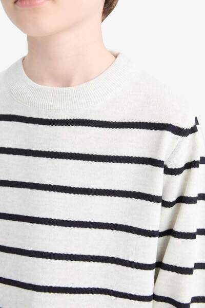 DeFacto Boy's Crew Neck Striped Sweater Sweater F0962A825Wn