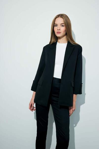DeFacto Regular Fit Blazer mit Revers Basic Einfarbig C3215AX24AU
