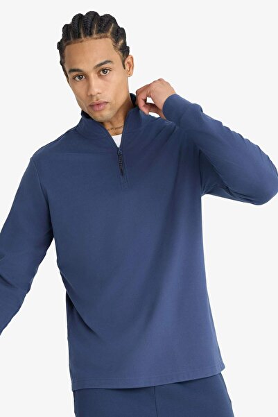 DeFacto Defactofit Standard Fit Stand Collar Half Zipper Fleece Athlete Sweatshirt F2302Ax25Wn