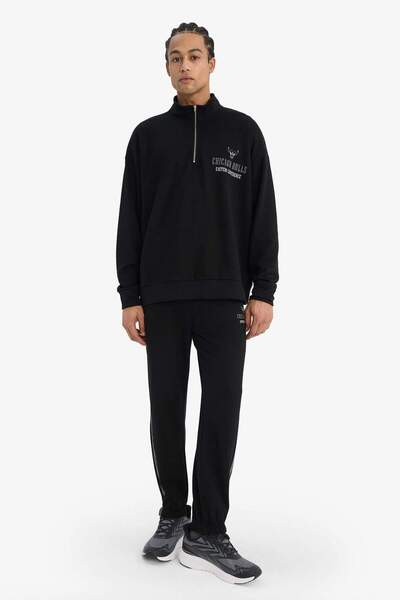 DeFacto Φούτερ με φερμουάρ DeFactoFit NBA Chicago Bulls oversized φαρδιά εφαρμογή ψηλός λαιμός F9813AX25AU