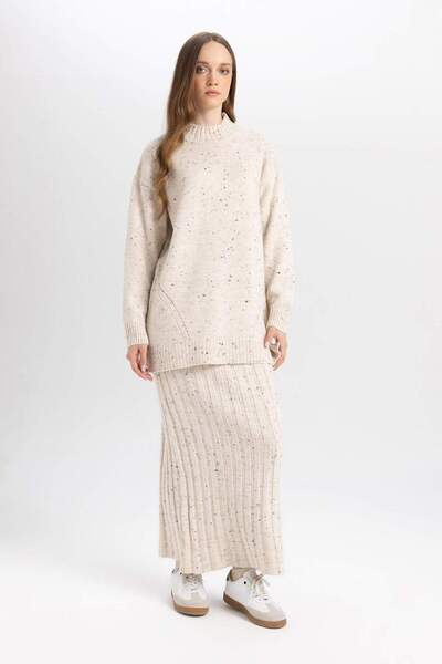 DeFacto Regular Fit Ελαστική Μέση Βασική Λεία Maxi Πλεκτή Φούστα B0090AX23WN