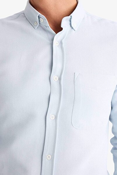 DeFacto Póló nyakú, vékony szabású texturált ing - hosszú ujjú T2066AZ24AU