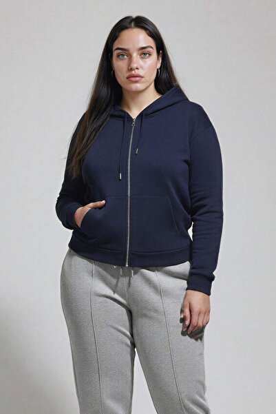 DeFacto Світшот Relax Fit з капюшоном і кишенями Basic на пласкій блискавці C1809ax24wn