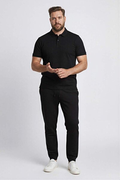 DeFacto Μαύρο πλεκτό μπλουζάκι με κοντό μανίκι με λαιμόκοψη πόλο E3241AX25SP