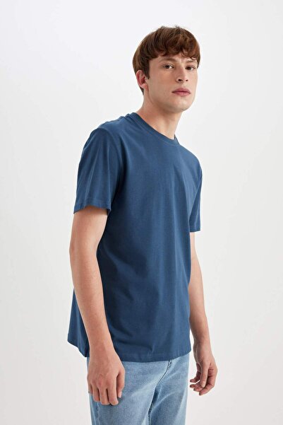 DeFacto Νέο κοντομάνικο μπλουζάκι με κανονική εφαρμογή με λαιμόκοψη V7699az24sp