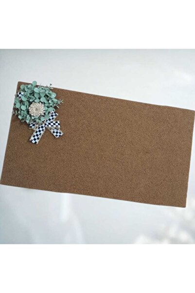 TASARİMECRN Kapı Önü Paspası Dama Kurdelalı Pastel Yeşil Okaliptus 40x70cm Sentetik Iç Ve Dış 10mm Dökülmez