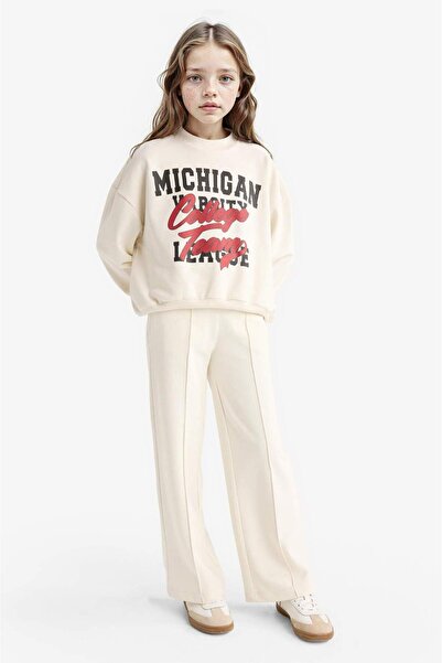 DeFacto 2-teiliges Set für Mädchen, bedrucktes Sweatshirt, Jogginghose, F2564A825AU