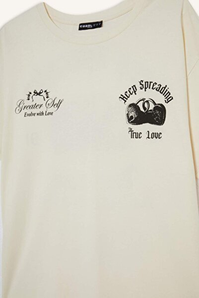 DeFacto Coool Oversize Wide Fit Crew Neck Back Printed Short Sleeve T-Shirt F8749Ax25Au