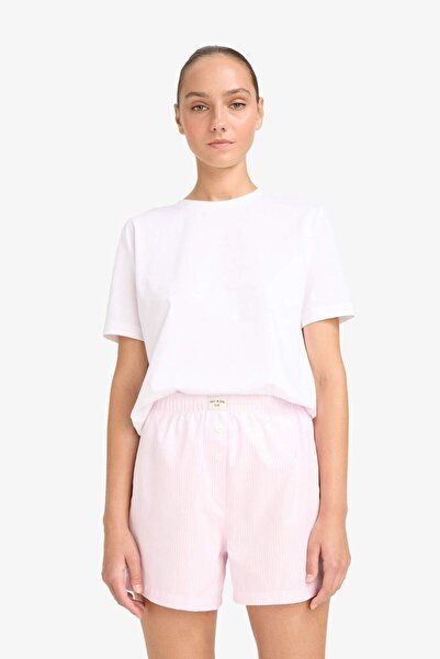 DeFacto Reguläre Passform Kurze Popeline 2er-Pack Pyjamahosen – Fall in Love E4342AX25SM