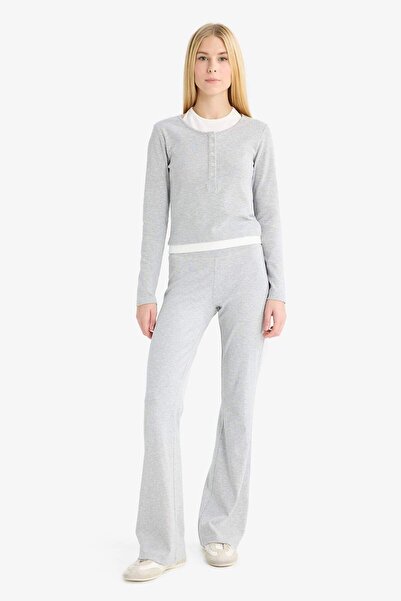 DeFacto Coool Halter Neck Ribana Long Sleeve T-Shirt F9352Ax25Au