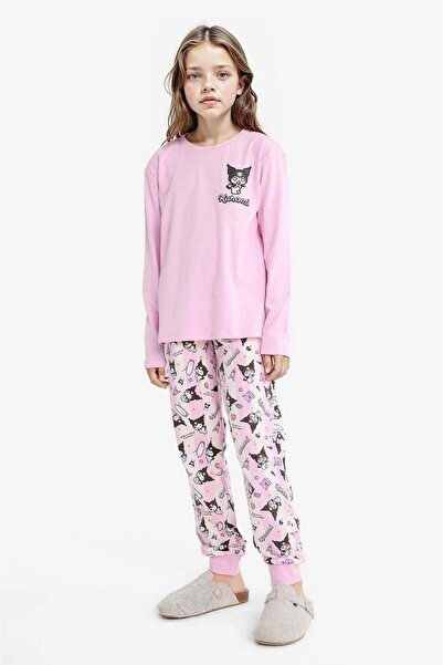 DeFacto Kuromi-Pyjama-Set für Mädchen, langärmliges Oberteil, langer Unterteil, F7358A825AU