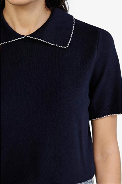 DeFacto Regular Fit Strickpullover mit Polokragen und kurzen Ärmeln G0490AX25AU