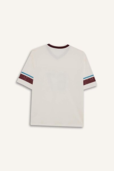 DeFacto Boxy Fit V Neck Printed Short Sleeve T-Shirt F8356Ax25Hs