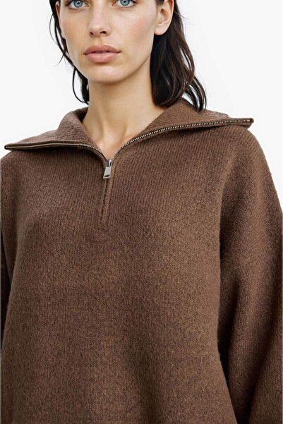 DeFacto Πλεκτό πουλόβερ με μισό φερμουάρ με φαρδύ λαιμόκοψη A8180AX25WN