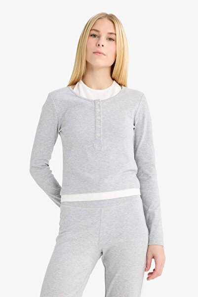 DeFacto Coool Halter Neck Ribana Long Sleeve T-Shirt F9352Ax25Au