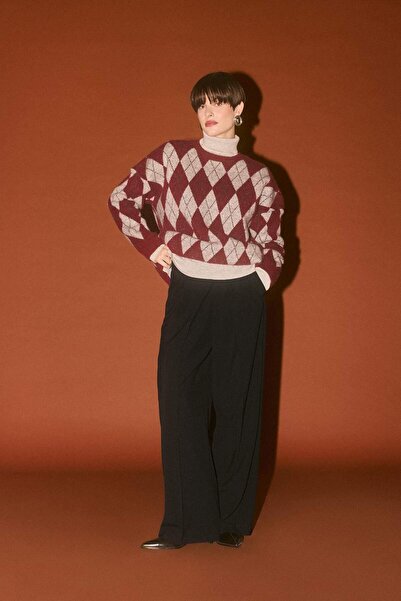 DeFacto Wide Leg Fabric Palazzo Pants Regular Waist Wide Leg E7241Ax25Sp