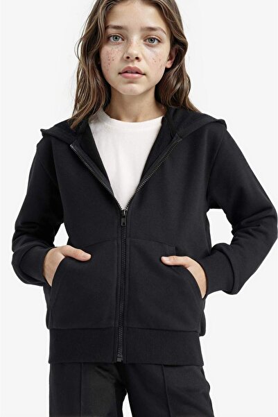 DeFacto Mädchen Basic Plain Kapuzenpullover Schule Reißverschluss Sweatshirt C8110A825AU