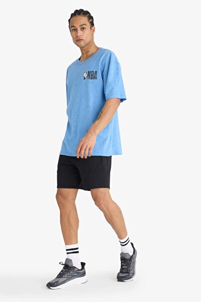 DeFacto 100% βαμβάκι DeFactoFit NBA Wordmark Oversize Μπλουζάκι με κοντό μανίκι με φαρδύ λαιμό E8750AX25AU