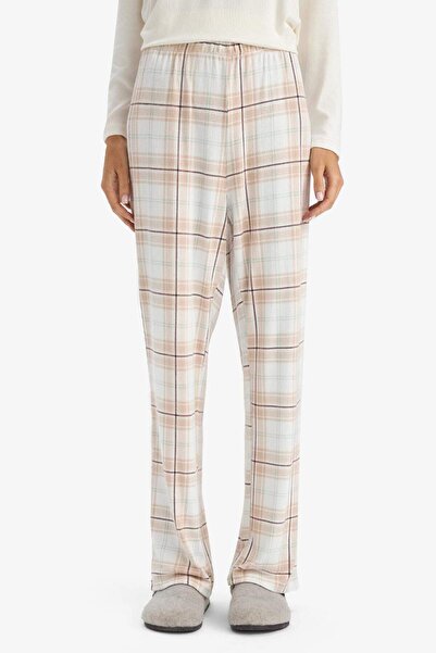 DeFacto Σετ πιτζάμες Regular Fit με τύπωμα Μακρυμάνικο μπλουζάκι με καρό μακρύ πάτο-Fall in Love G1353AX25AU