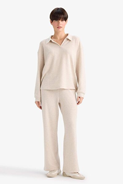 DeFacto Σετ πιτζάμες Regular Fit Μακρυμάνικο βελούδινο μπλουζάκι με μακρύ πάτο-Fall in Love G1188AX25AU