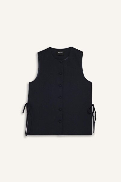 DeFacto Basic Plain Woven Sweater with Crew Neck Lace Sides E1264Ax25Sp