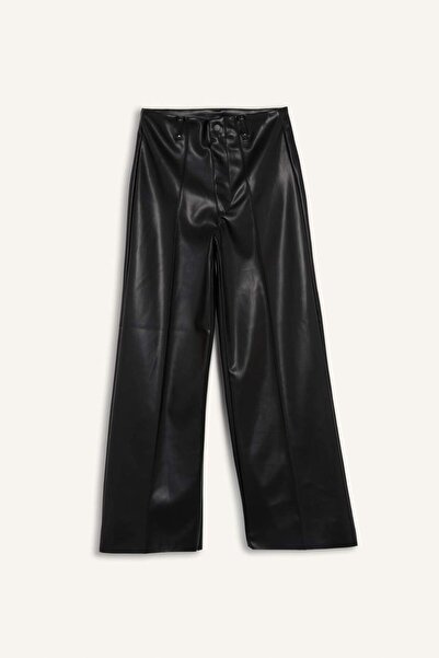 DeFacto Wide Leg Zippered Long Leather Pants G0140Ax25Au