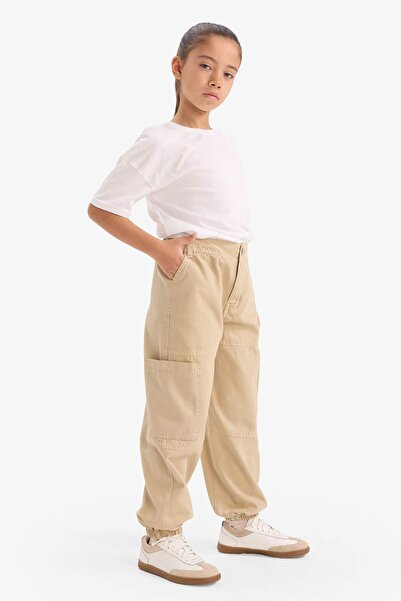 DeFacto Girl's Parachute Cargo Cotton Pants D2455A824Au