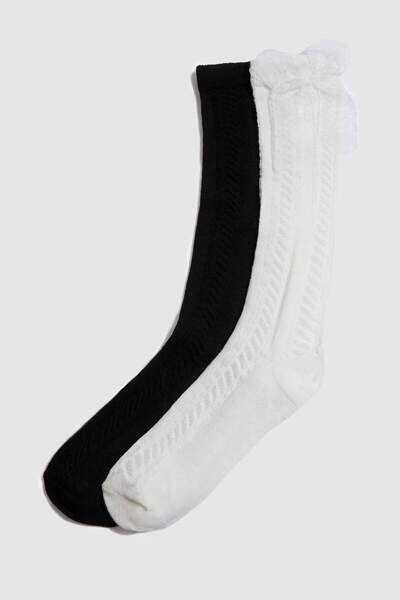 DeFacto 2-teilige Schulsocken aus Baumwolle für Mädchen unterhalb des Knies F7215A8NS