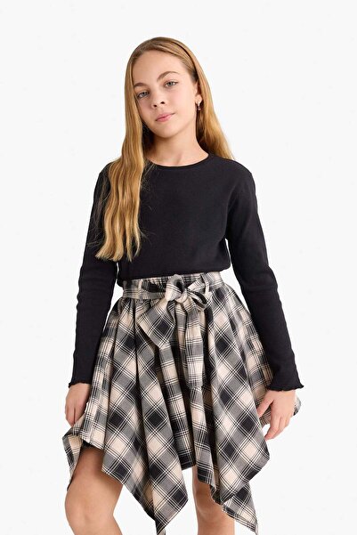 DeFacto Girl's Asymmetrical Checkered Skirt G1897A825Au