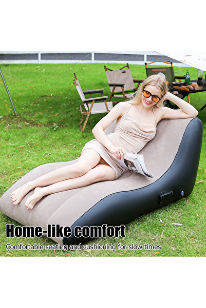 Generic Inflatable S-shaped Portable Air Sofa - Single-Person Camping Recliner