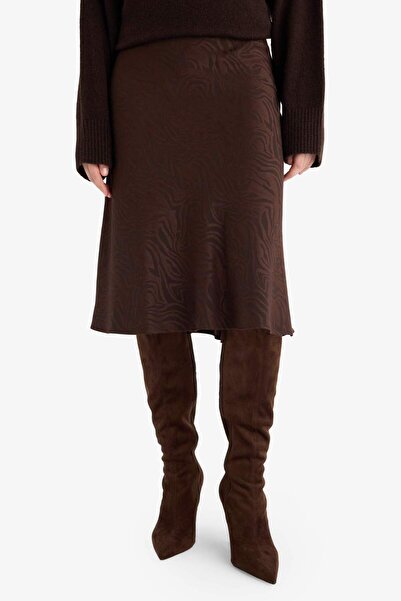 DeFacto Φούστα μίντι από σατέν με λουλούδια σε γραμμή Α G3008AX25AU