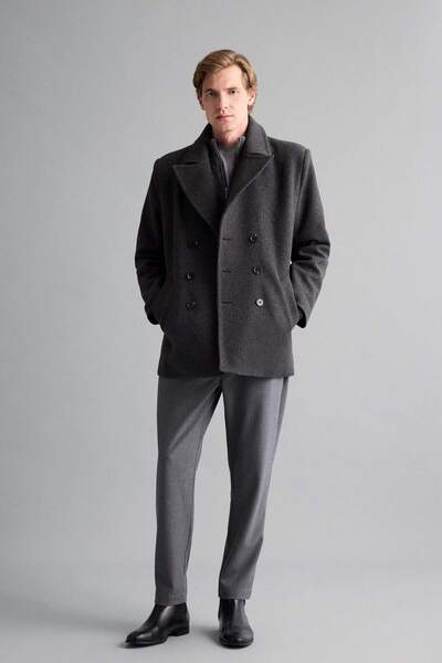 DeFacto Slim Fit Slim Fit Buttoned Pocket Lined Cashmere Coat Parka D1521Ax24Wn