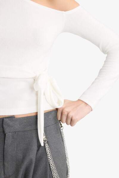 DeFacto Fitted One Shoulder Tie Detail Long Sleeve Blouse G3669Ax25Wn