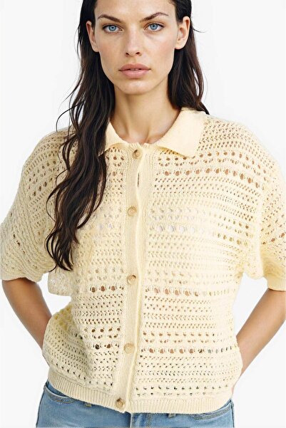 DeFacto New Season Slim Fit Slim Fit Polo Neck Cardigan