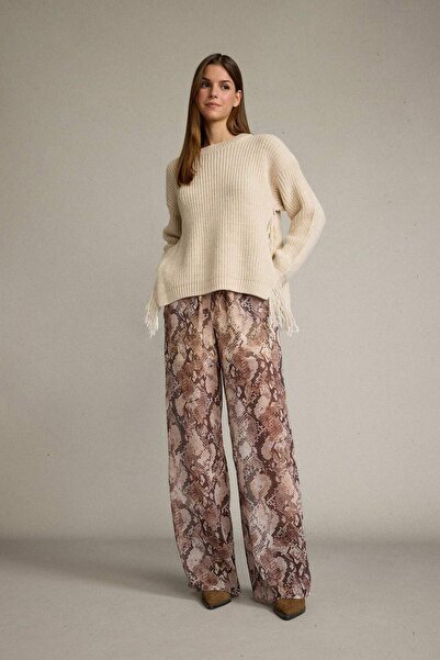 DeFacto Relax Fit Normal Waist Patterned Straight Leg Chiffon Trousers G0506Ax25Sm