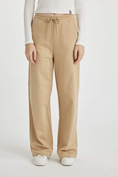 DeFacto Coool Wide Leg Geniş Bol Paça Eşofman Altı Beli Lastikli Bağcıklı Cepli Basic Düz B3345AX23WN