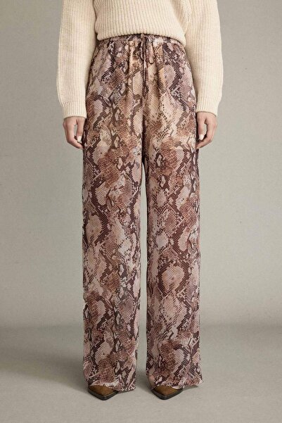 DeFacto Relax Fit Normal Waist Patterned Straight Leg Chiffon Trousers G0506Ax25Sm