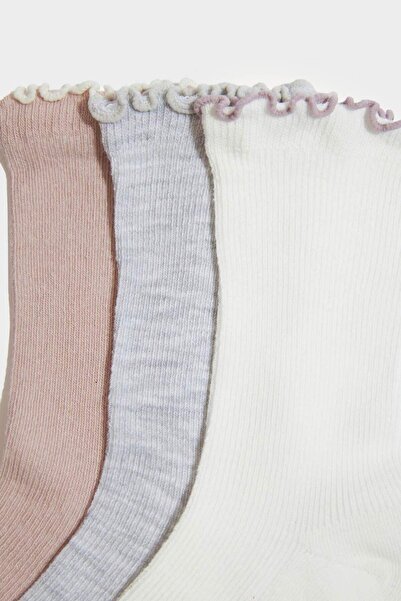 DeFacto 3-пакет дълги памучни чорапи за момичета F7217A8NS