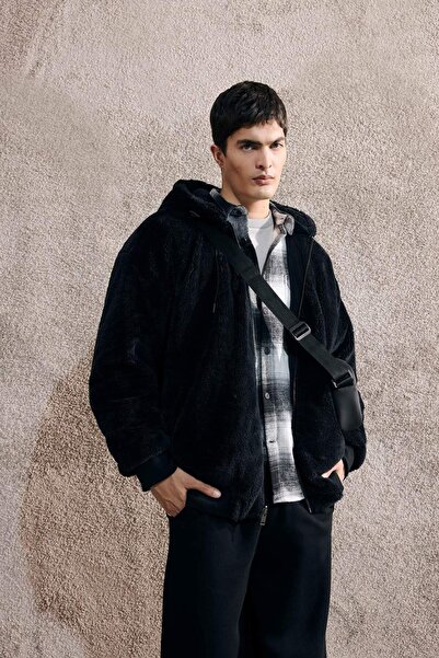 DeFacto Αδιάβροχο O oversized Fit Wide Fit K με κουκούλα Παλτό με διπλή όψη με τσέπες με φερμουάρ F5721AX25WN