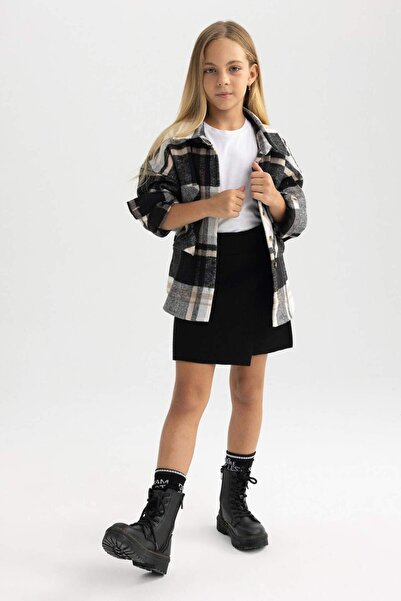 DeFacto Fusta neagră de bază simplă pentru școală pentru fete A7172a824wn