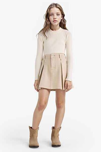 DeFacto Plissierter Gabardine-Rock für Mädchen E9322A825AU