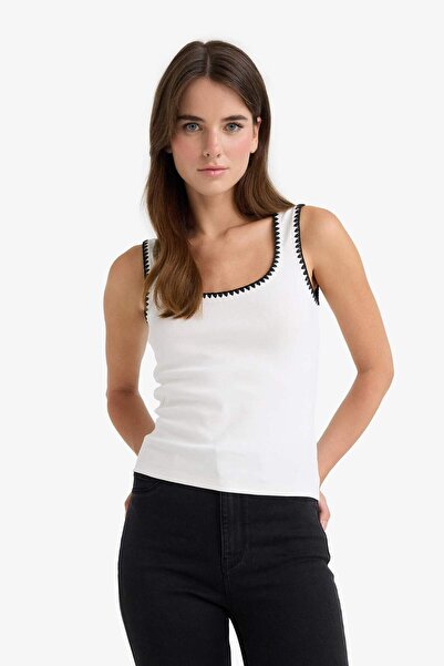 DeFacto Slim Fit με στρογγυλή λαιμόκοψη και ριμπάκι F6276AX25SM