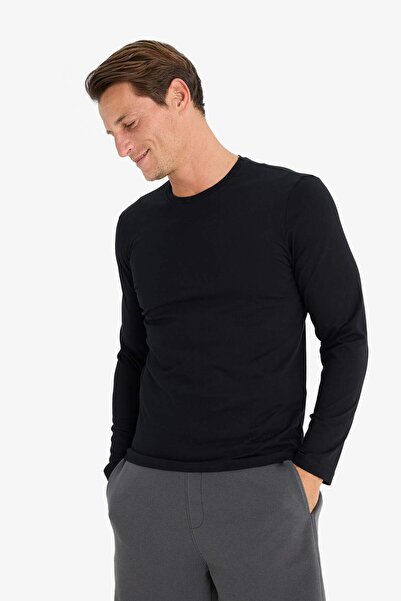 DeFacto Slim Fit Slim Fit Crew Neck Basic Solid Long Sleeve Sleepwear Top Z2771Az24Au