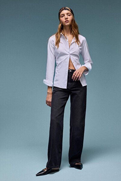 DeFacto Rovný široký vysoký pas dlouhé džíny vyprané kalhoty E3181Ax25Sp